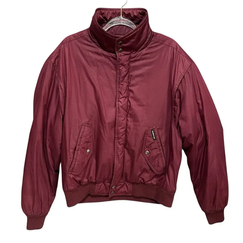 Members Only Jacket Mens Sz L Bomber Racer‎ Full Zip Pockets 80s Maroon Al Bundy